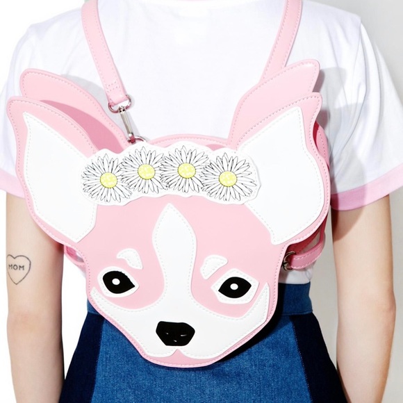 Dolls Kill Handbags - SUGAR BABY PINK CHIHUAHUA BACKPACK/crossbody